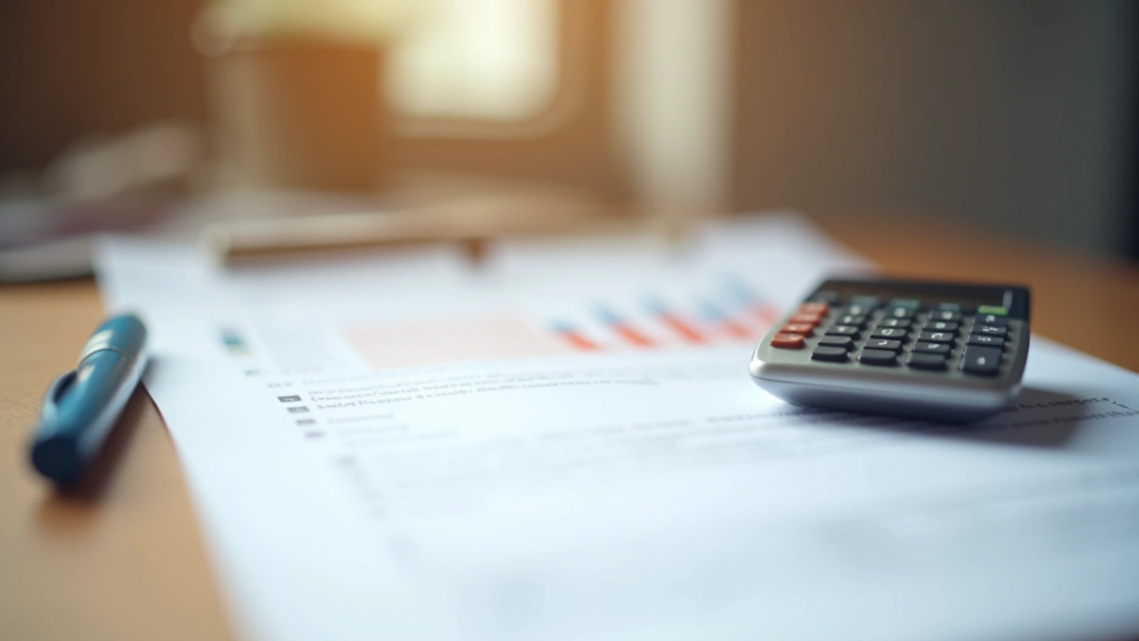 Detaillierte Checkliste und Taschenrechner auf einem Schreibtisch zur Berechnung der Versicherungssumme