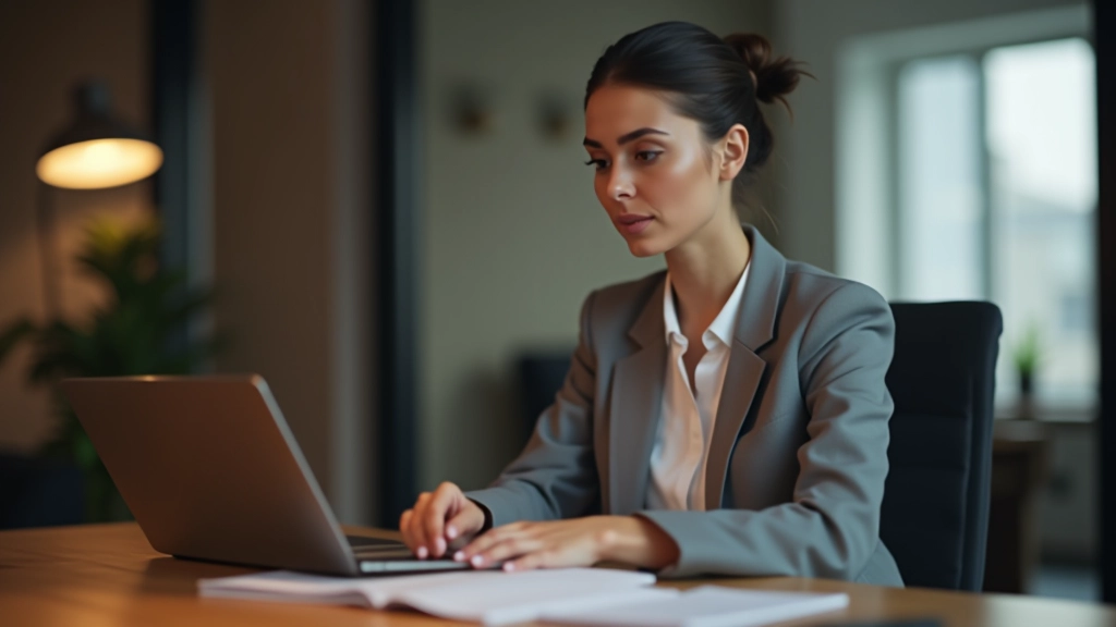 Person am Laptop erstellt Versicherungsvergleich mit Notizbuch neben sich