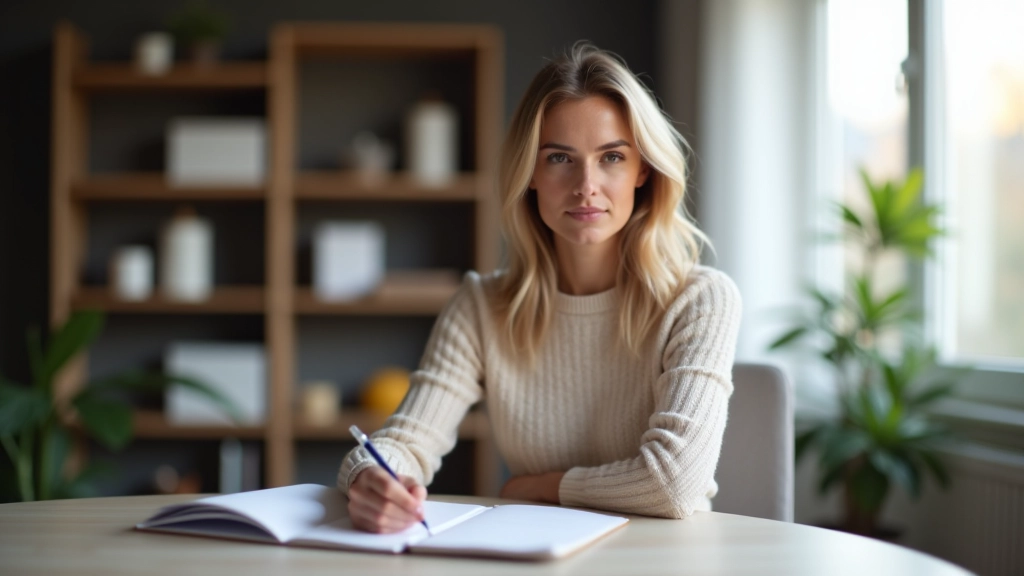 Person macht sich Notizen während sie ihren Hausrat bewertet und inventarisiert